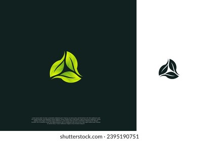 Green Leaf nature environtment element logo design. Power energy ecology sustainability. Vector Concept illustration.