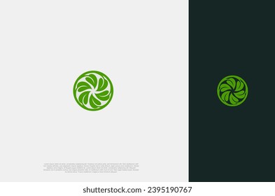 Green Leaf nature environtment element logo design. Power energy ecology sustainability. Vector Concept illustration.