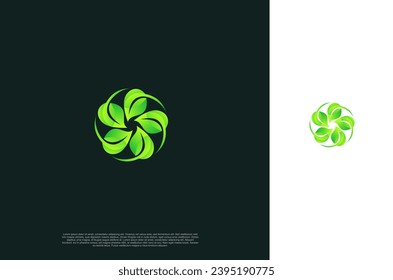 Green Leaf nature environtment element logo design. Power energy ecology sustainability. Vector Concept illustration.