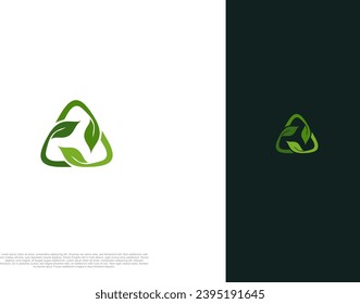 Green Leaf nature environtment element logo design. Power energy ecology sustainability. Vector Concept illustration.