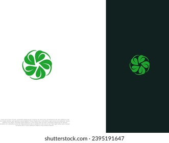 Green Leaf nature environtment element logo design. Power energy ecology sustainability. Vector Concept illustration.