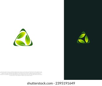 Green Leaf nature environtment element logo design. Power energy ecology sustainability. Vector Concept illustration.