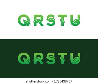 green Leaf nature font style vector