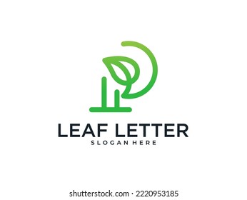 green leaf nature with letter P logo design