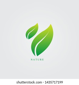 Green leaf, nature logo design vector illustration