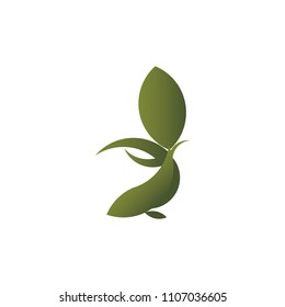 green leaf nature logo fighting fish golden ratio circle on white background