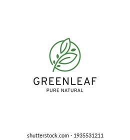 Plantilla de diseño de iconos de logotipo de la naturaleza de la hoja verde. Flor, belleza, pura, herbal, salud, ilustración de vector plano