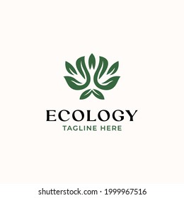 Green Leaf, Nature Logo Template Isolated in White Background