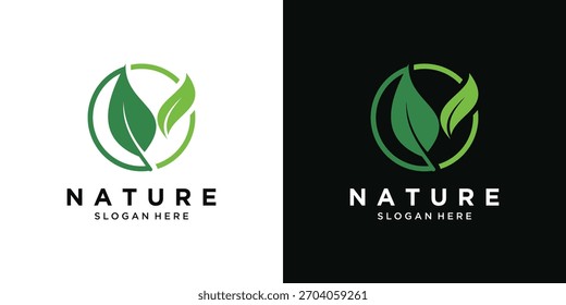 Diseño de Vector de logotipo de naturaleza de hoja verde