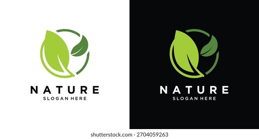 Diseño de Vector de logotipo de naturaleza de hoja verde