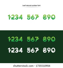 green Leaf nature number font style vector