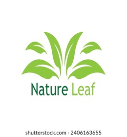 Green Leaf Nature Plant Conceptual Symbol Vector Illustration
