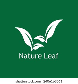 Green Leaf Nature Plant Conceptual Symbol Vector Illustration