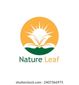 Green Leaf Nature Plant Conceptual Symbol Vector Illustration