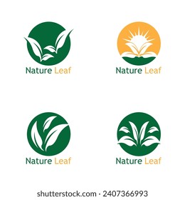 Green Leaf Nature Plant Conceptual Symbol Vector Illustration
