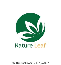 Green Leaf Nature Plant Conceptual Symbol Vector Illustration