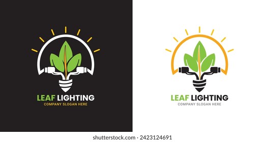 Green leaf nature green power lamp bulb isolated green eco energy concept vector icon 