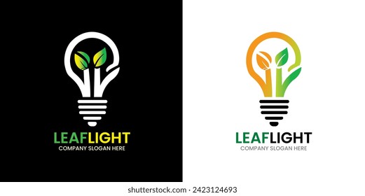 Green leaf nature green power lamp bulb isolated green eco energy concept vector icon 