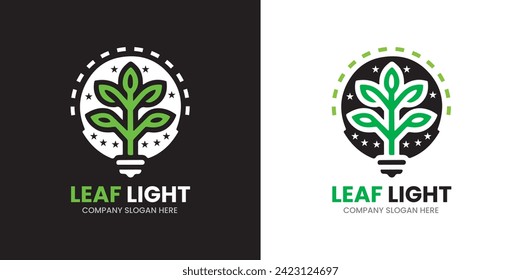 Green leaf nature green power lamp bulb isolated green eco energy concept vector icon 
