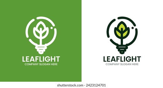 Green leaf nature green power lamp bulb isolated green eco energy concept vector icon 
