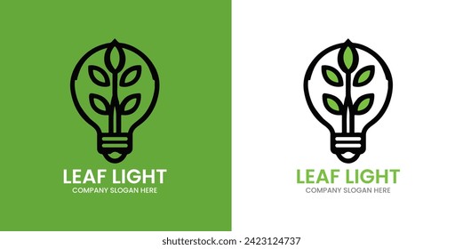 Green leaf nature green power lamp bulb isolated green eco energy concept vector icon 