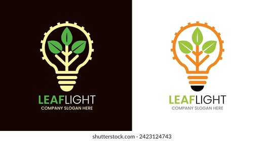Green leaf nature green power lamp bulb isolated green eco energy concept vector icon 
