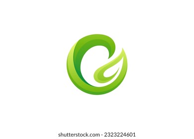 Green leaf nature in simple logo design
