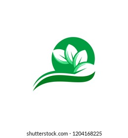 green leaf nature vector logo template design