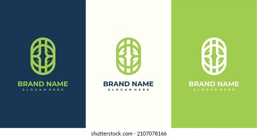 green leaf nature vector logo design. circle leaf logo design concept