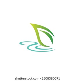 Green leaf nature water logo