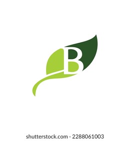 Hoja verde con diseño de logotipo de letra B de la letra negativa del espacio 2005