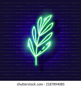 Green leaf neon icon. Neon nature sign. Vector illustration for design.