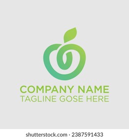 Green Leaf Nutrition Logo Template, Organic farming logo design idea. Good food for good people creative symbol concept. Farm fresh products unique sign or icon art, apple logo template icon.