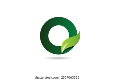 green leaf O letter alphabet logo icon design suitable for a green or vegan vegetarian concept