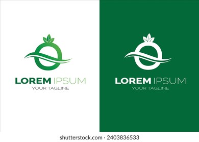 Green leaf O letter design