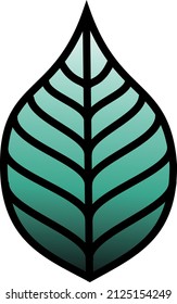 Green leaf in old school tattoo style on a white background. Vector illustration
