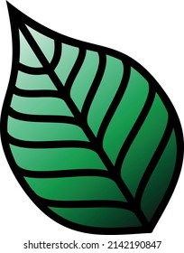 Green leaf in old school tattoo style on a white background. Vector illustration