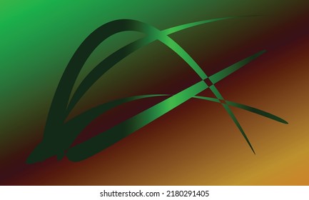 a green leaf on an orange, maroon and green background