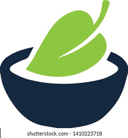 Green leaf on pot concept icon in trendy flat style isolated on white background