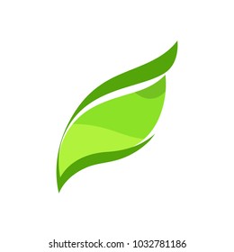 Green Leaf on White Background - Vector Illustration, World Environment Day Emblem
