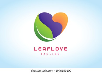 green leaf with orange purple love gradient logo for company