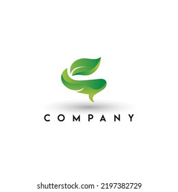 Green leaf organic brain logo