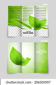 Green leaf organic design of tri-fold brochure template