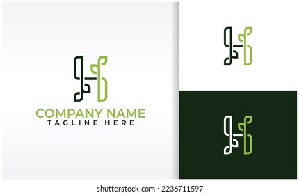 green leaf organic logo leter h