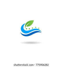 green leaf organic wave water logo