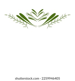 Green leaf ornament border hand drawn