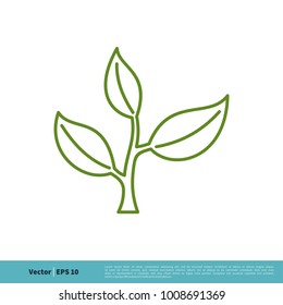 Green Leaf Outline Icon Vector Logo Template Illustration Design. Vector EPS 10.