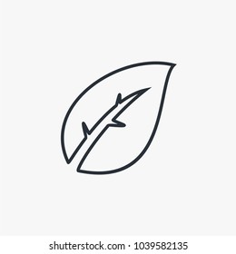 Green leaf outline logo vector illustration.
