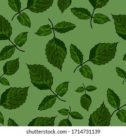 
green leaf pattern on a light green background