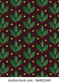 Green leaf pattern over burgundy color background